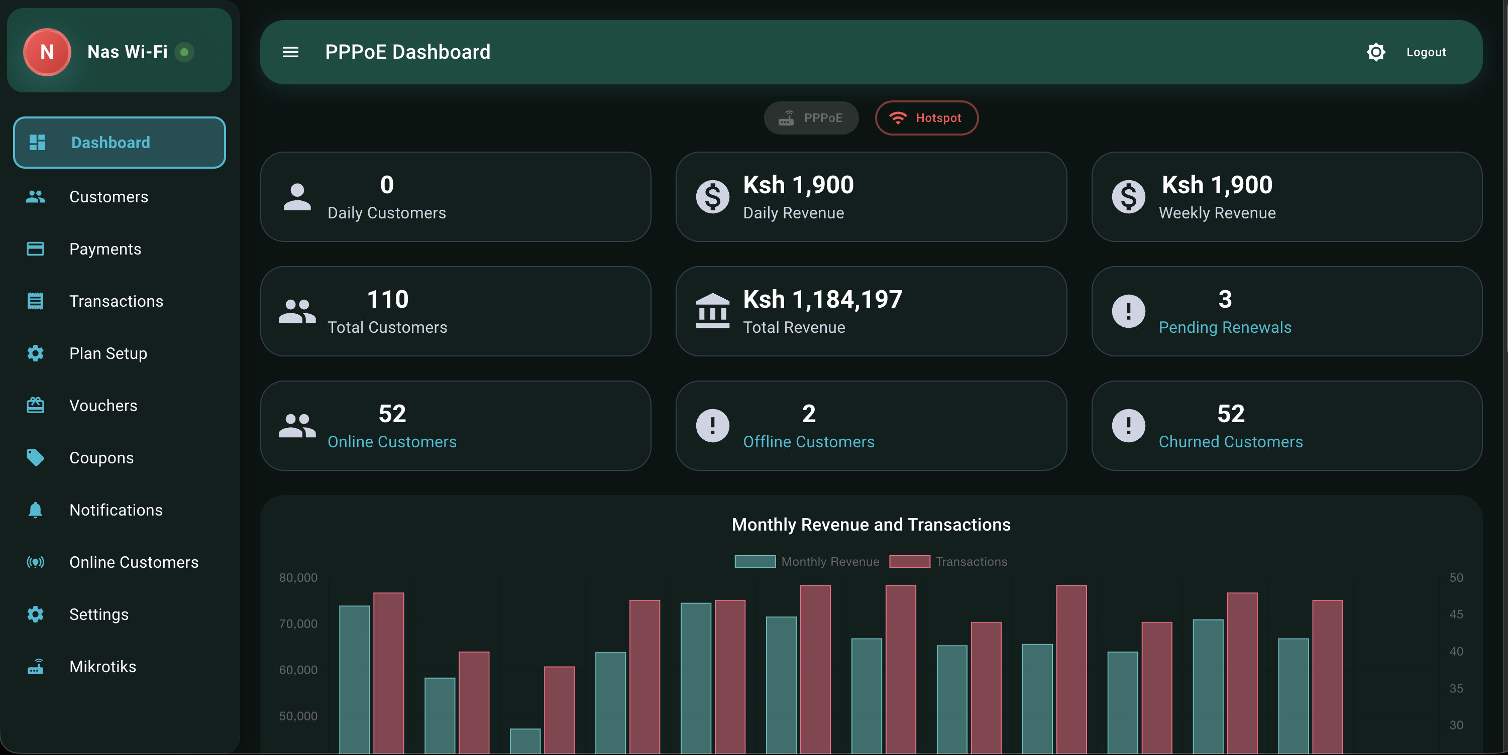 NasRadius Desktop Dashboard